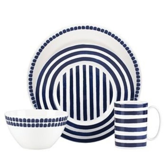 BRAND NEW SET OF TWO 4-PIECE KATE SPADE NY CHARLOTTE STREET NAVY PLACE SETTINGS